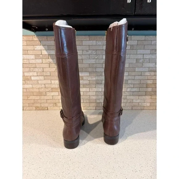 Michael Kors Stockard MK Logo Riding Knee Tall Boots DARK COFFEE size 9 - Picture 5 of 6
